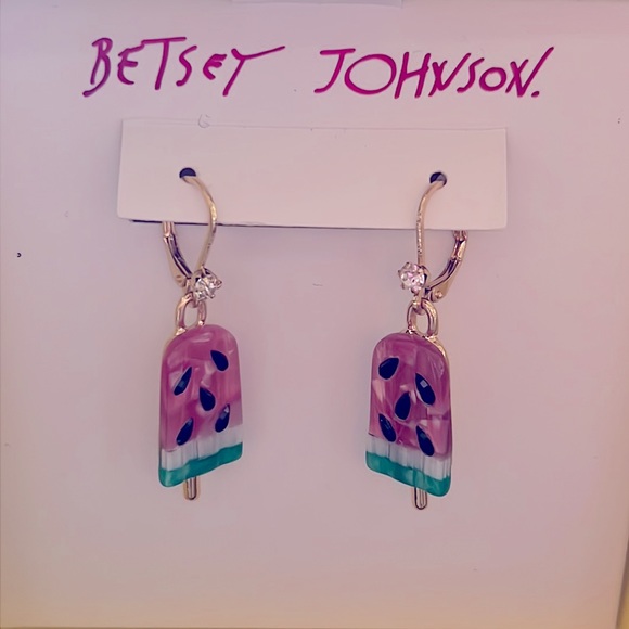 NEW BETSEY JOHNSON WATERMELON STATE POPSICLE DANGLE EARRINGS - Picture 6 of 11